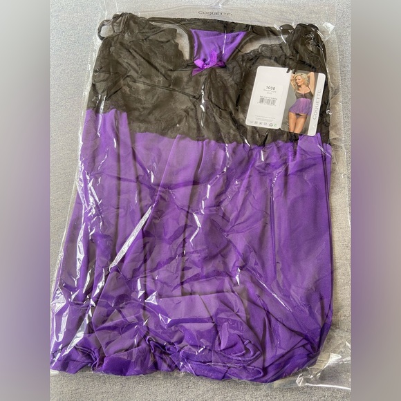 NWT Coquette 2-Piece Mesh Babydoll and G-String Set - Size 1X/2X - Picture 4 of 4